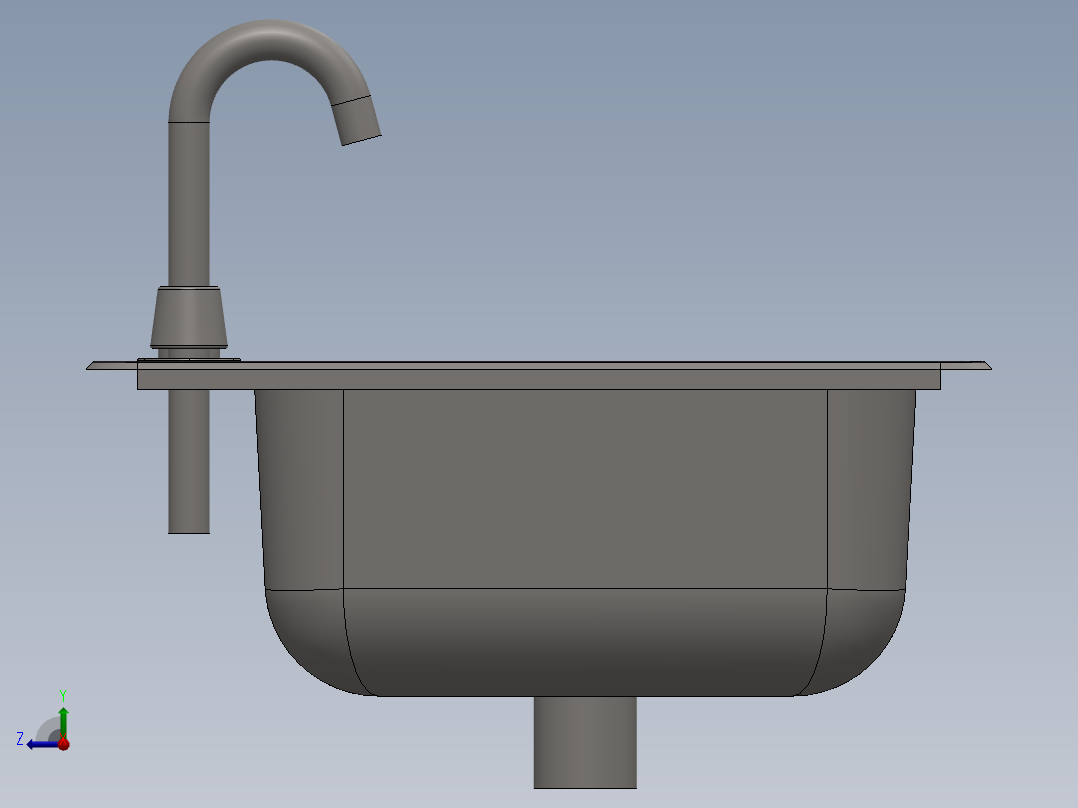 标准美式厨房水槽右视图