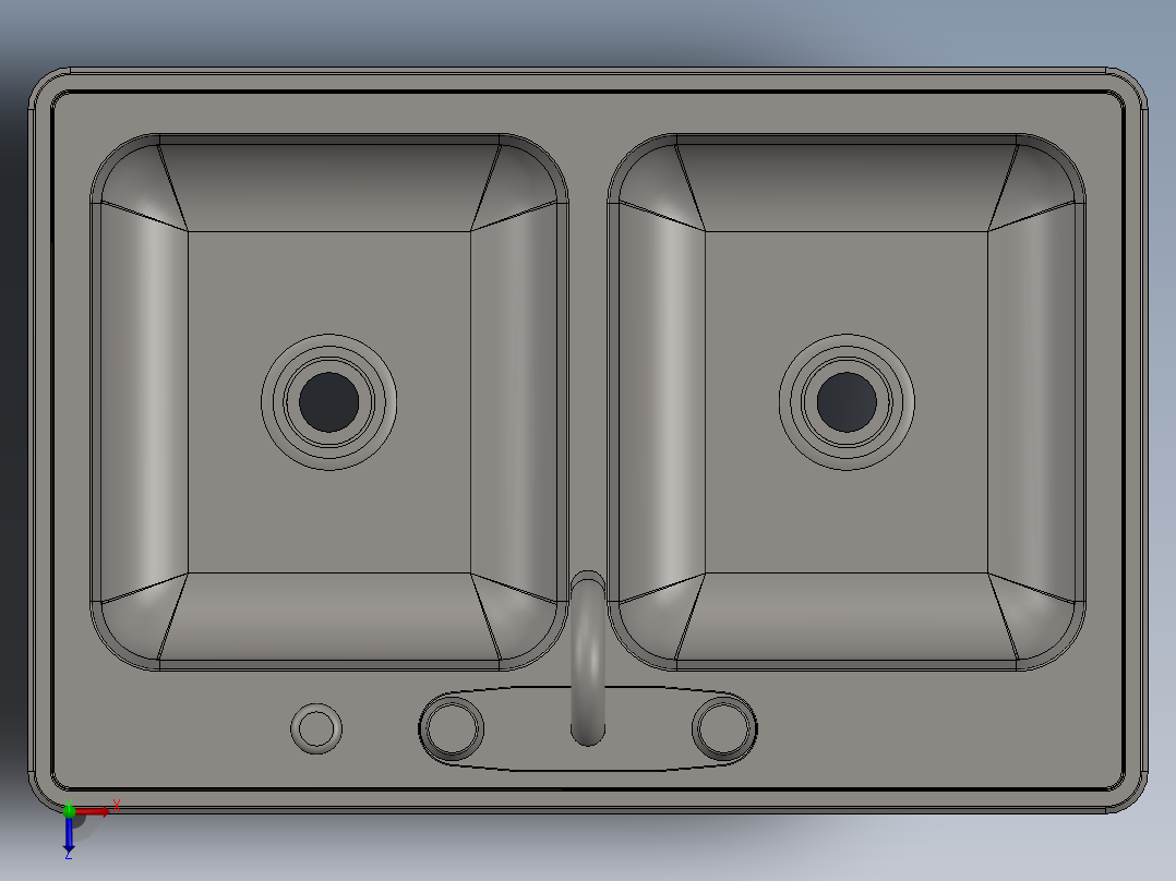 标准美式厨房水槽俯视图