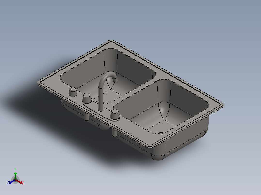 标准美式厨房水槽正等轴测图