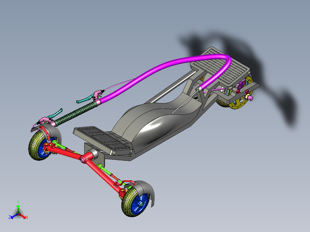 次世代倒三轮摩托车正等轴测图