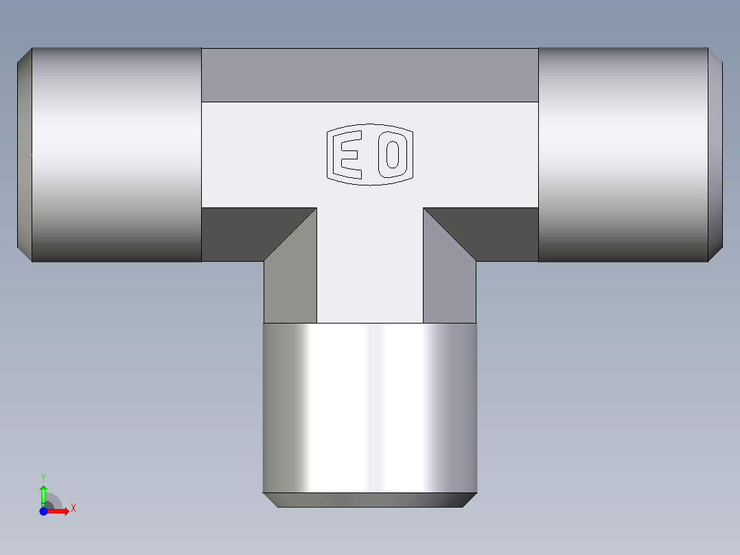 卡套式工业通用硬管接头EO_Union_tee_T06S71X前视图
