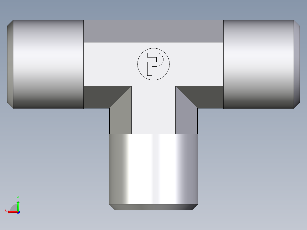 卡套式工业通用硬管接头EO_Union_tee_T06S71X后视图