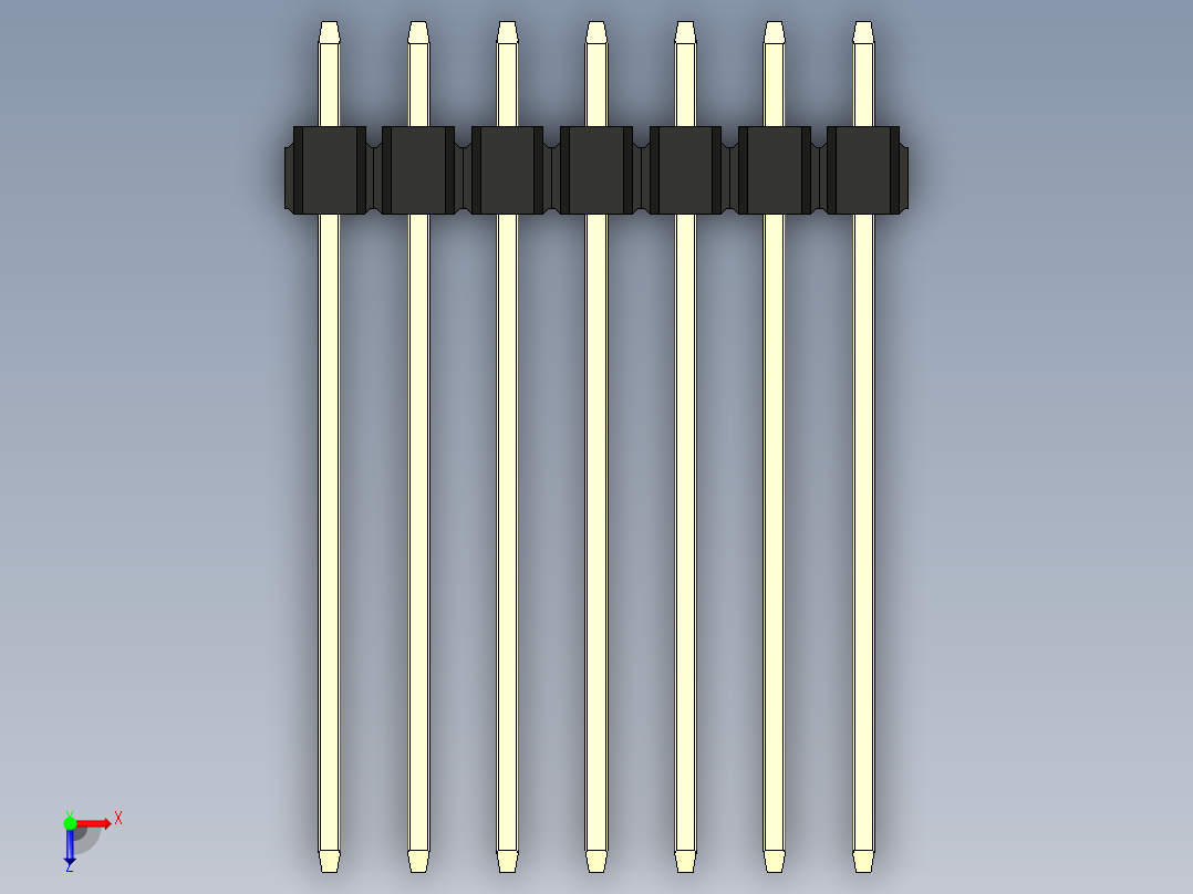 彩色公头100mil（2.54mm）系列-DS1021_black_1x07p_100mil_Type19_rev1.0俯视图
