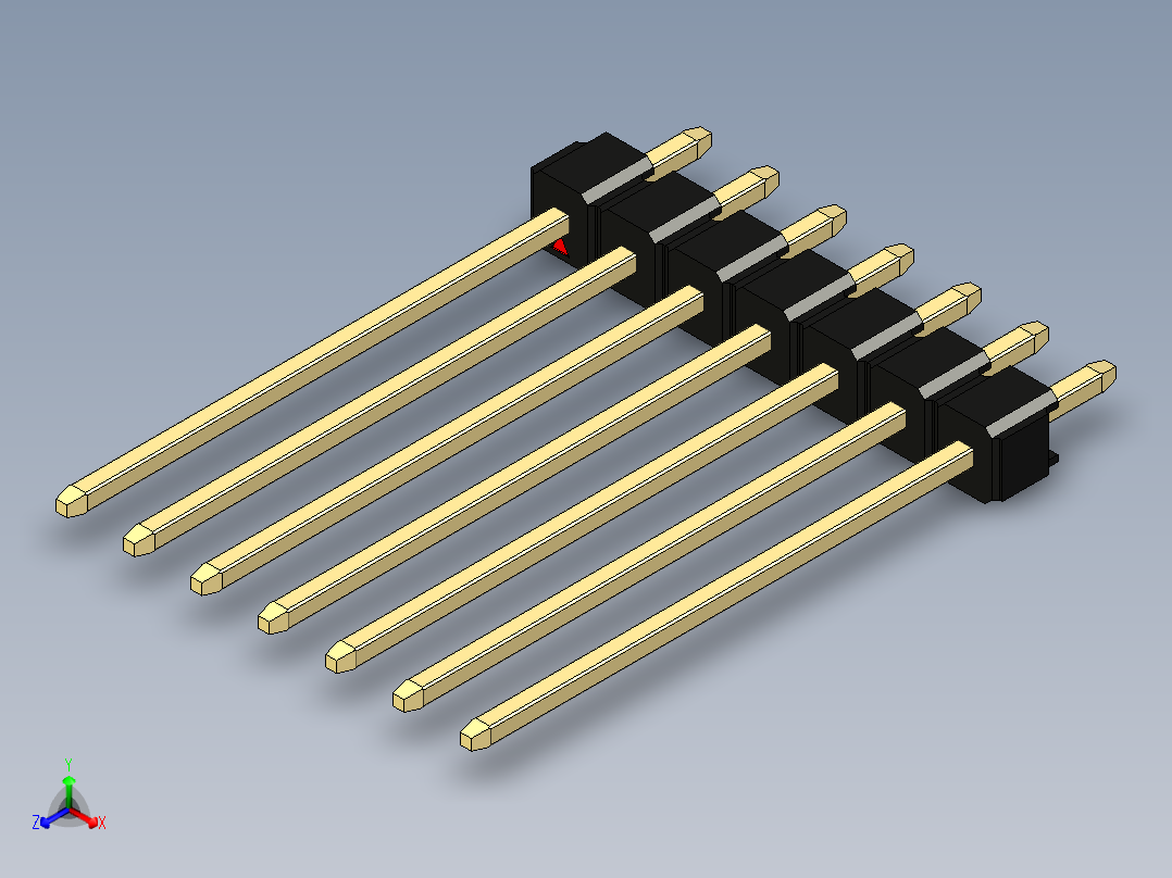 彩色公头100mil（2.54mm）系列-DS1021_black_1x07p_100mil_Type19_rev1.0正等轴测图