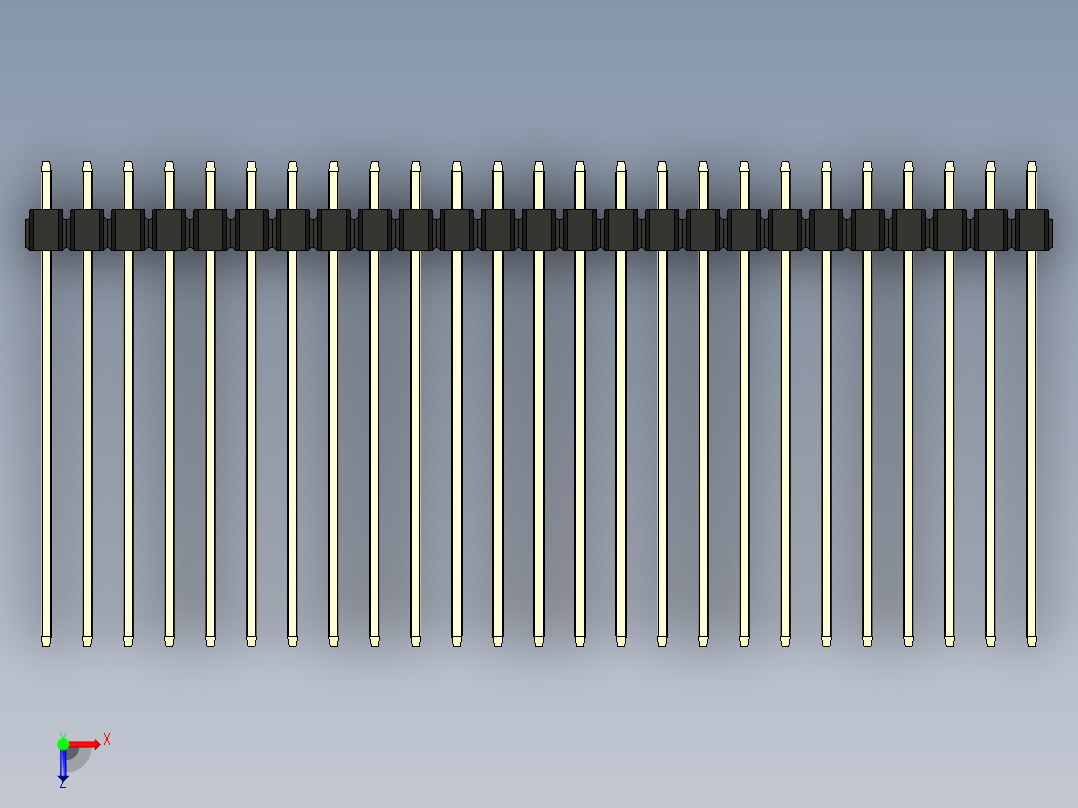 彩色公头100mil（2.54mm）系列-DS1021_black_1x25p_100mil_Type43_rev1.0俯视图