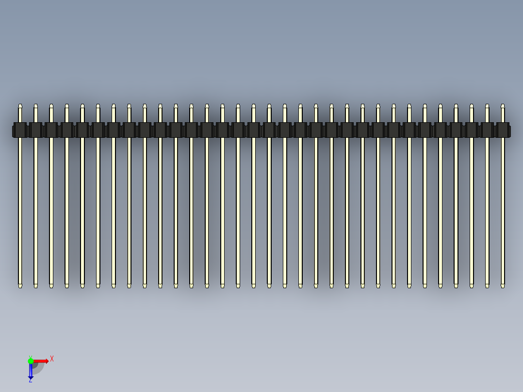 彩色公头100mil（2.54mm）系列-DS1021_black_3x32p_100mil_Type43_rev1.0俯视图
