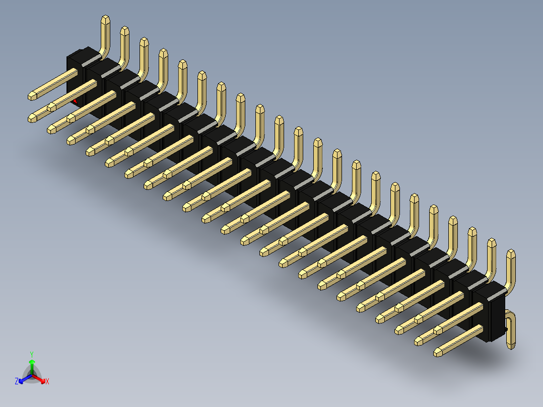 彩色公排针 100mil 2.54mm 系列-DS1022_black_44p_100mil_TypeSMT_rev1.0正等轴测图