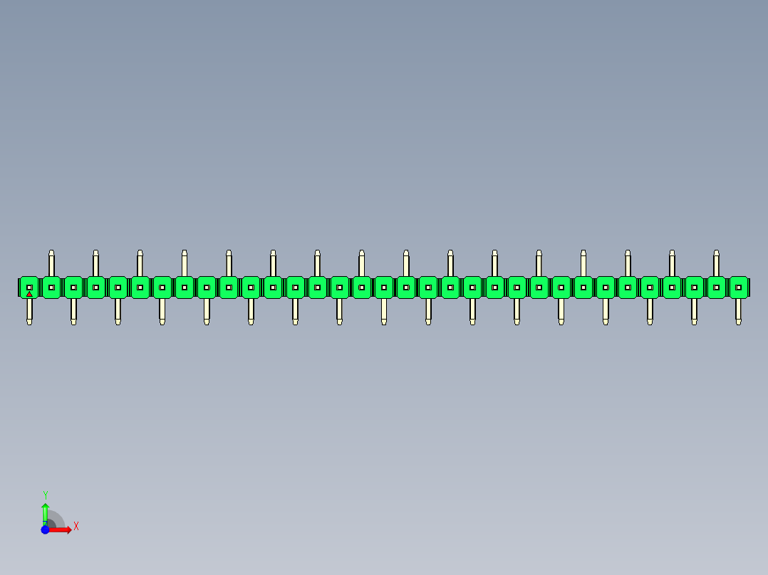 彩色公排针 100mil 2.54mm 系列-DS1022_green_33p_100mil_Type_SMT_R2_rev1.0前视图