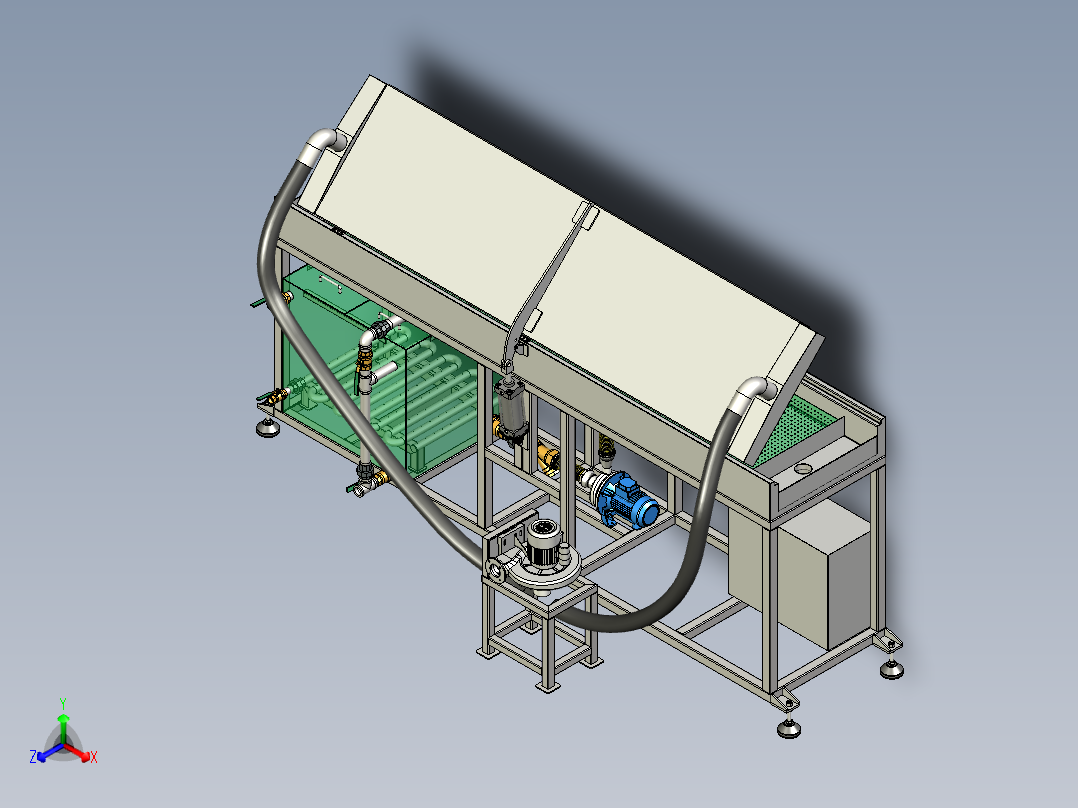 循环蒸汽加热箱正等轴测图