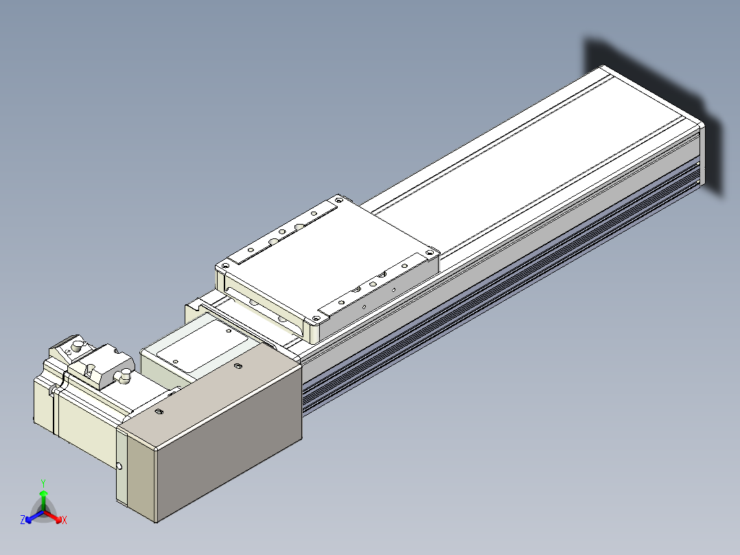 同步带全封闭直线模组TPA-HCB-105D-90-L200-MR-C-P20-N3正等轴测图