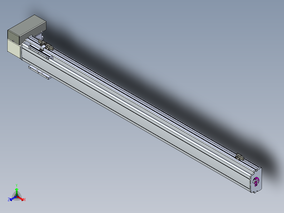 同步带滑台-半封闭B10H-L45-S1050-RD-P40-D3正等轴测图
