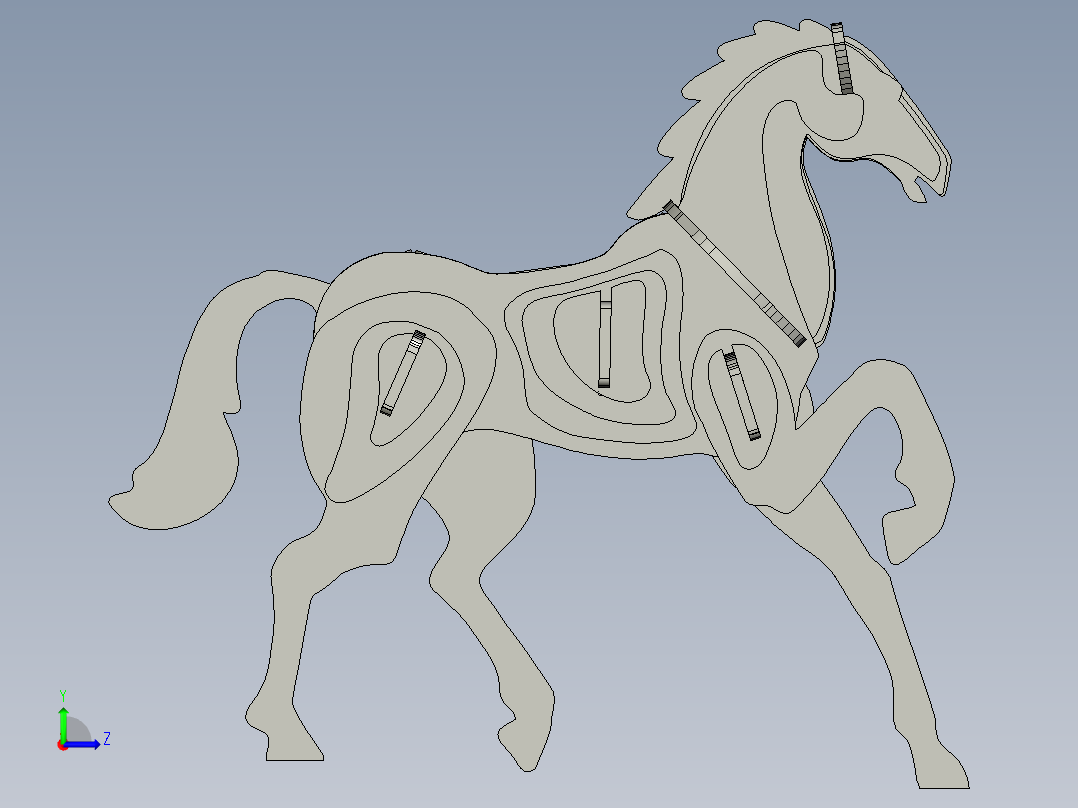 激光下料拼图兔子AutoCAD左视图