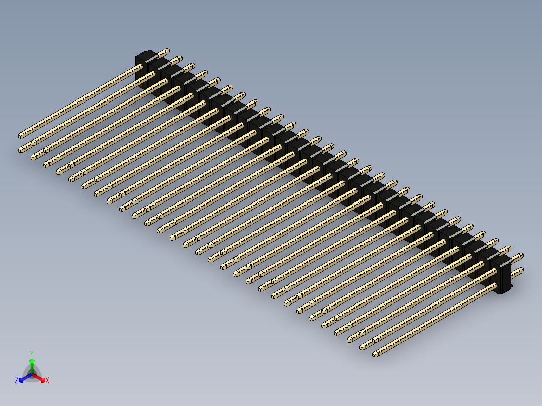 彩色公头100mil（2.54mm）系列-DS1021_black_2x29p_100mil_Type43_rev1.0正等轴测图