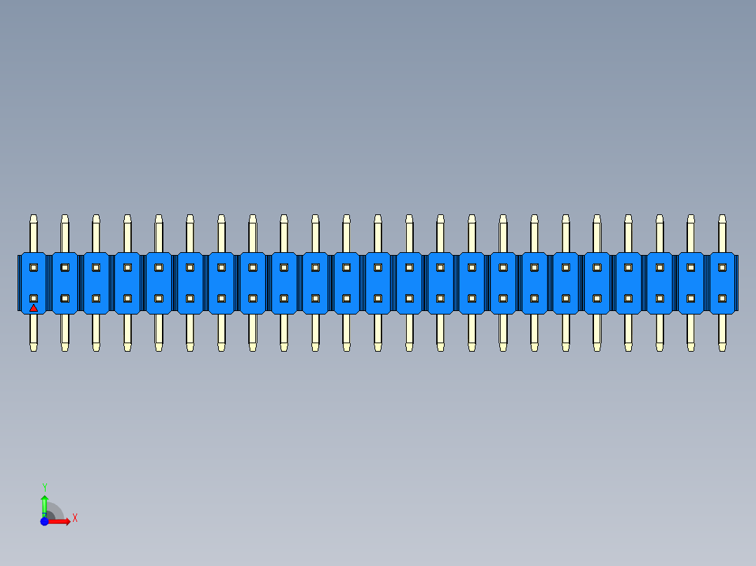 彩色公排针 100mil 2.54mm 系列-DS1022_blue_46p_100mil_TypeSMT_rev1.0前视图