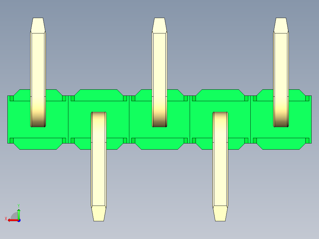 彩色公排针 100mil 2.54mm 系列-DS1022_green_05p_100mil_Type_SMT_R1_rev1.0后视图