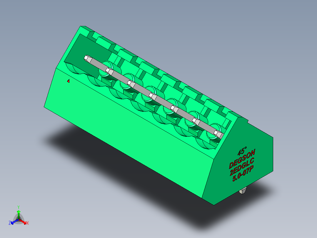DEGSON 2EDG 系列 5.0mm 可插拔接线端子组-2EDGLC-5.0-07P-14-00AH正等轴测图