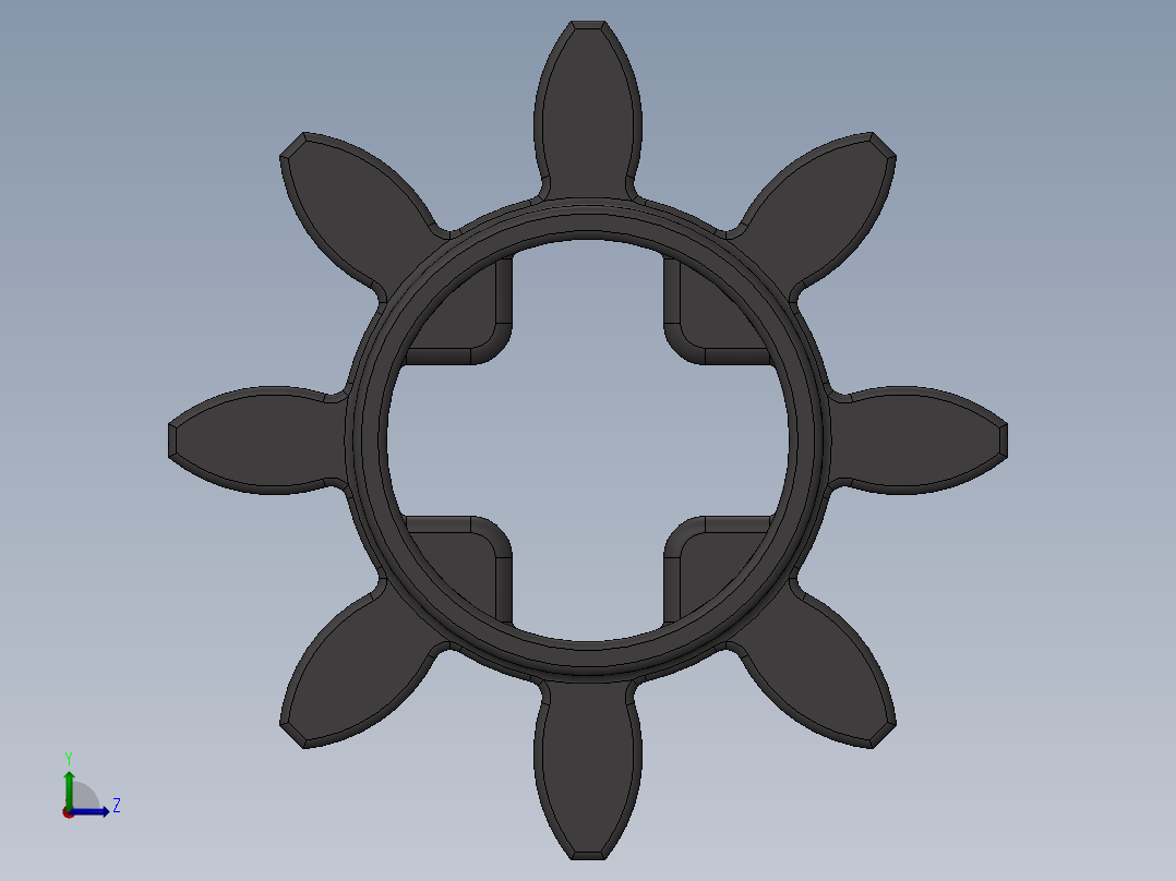 3647 - 4514559 - Dark Stone Grey Technic Gear 8 Tooth.SLDPRT左视图