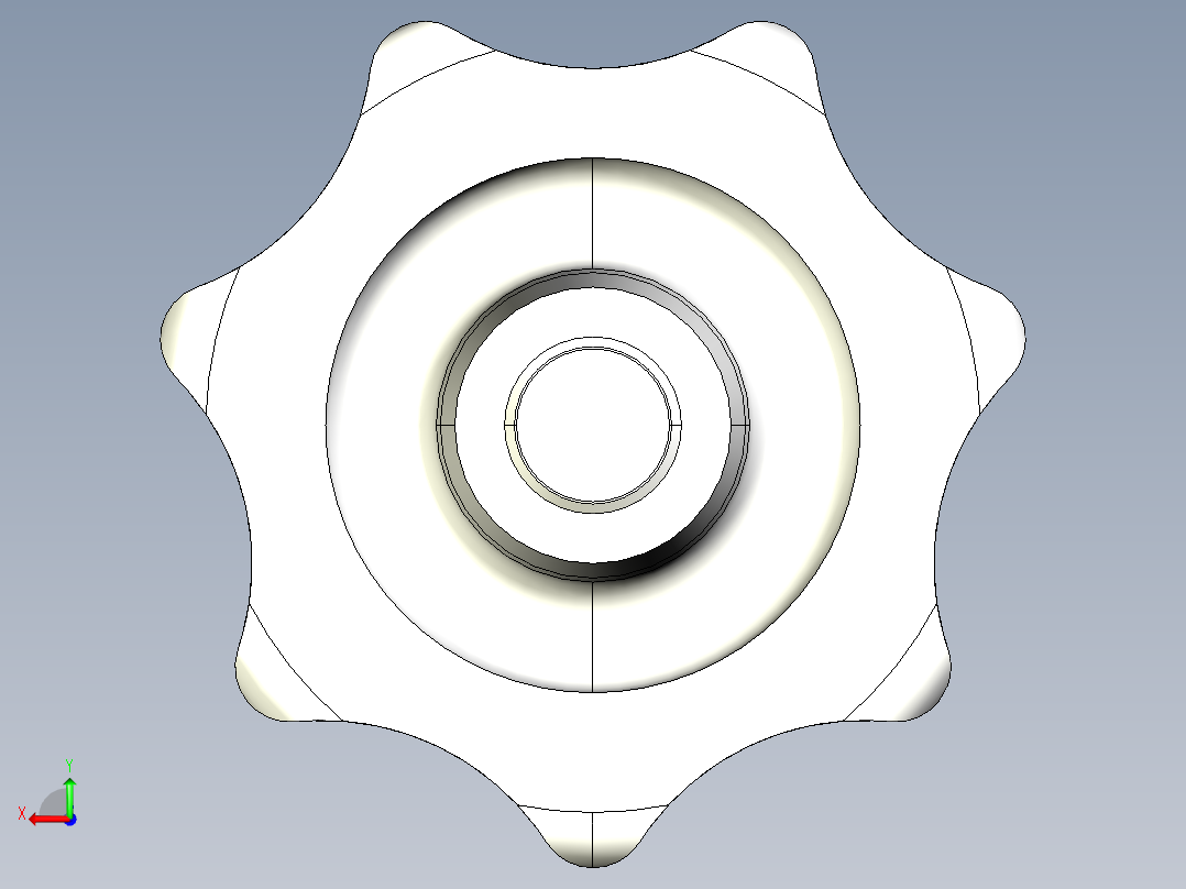 星型把手2474-3D多系列多零件图纸模型后视图