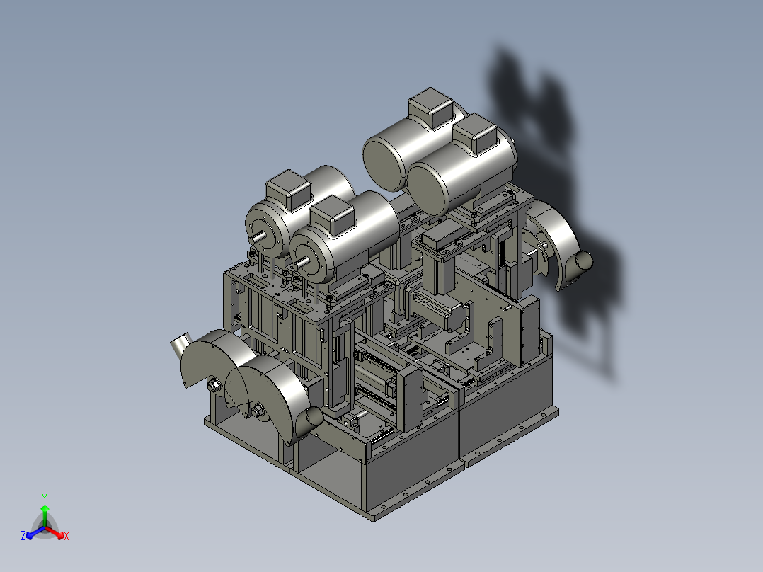 卧式抛光机正等轴测图