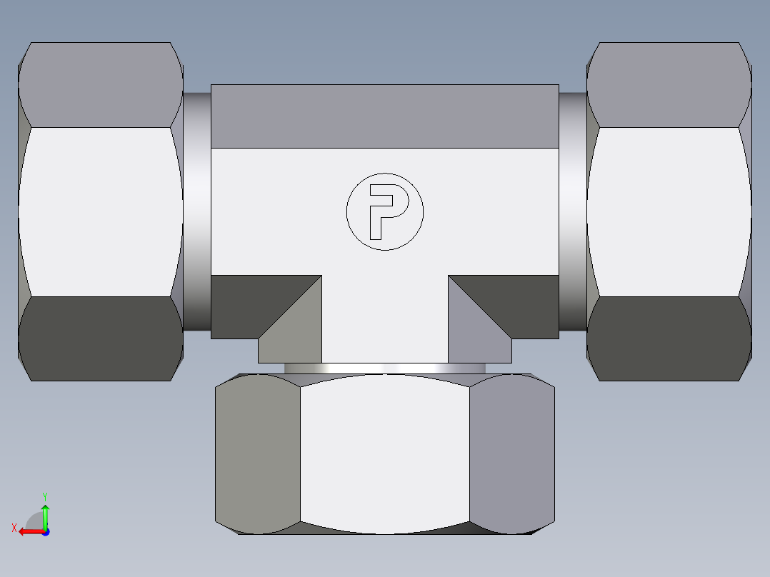 卡套式工业通用硬管接头EO_Swivel_nut_branch_tee_ET18ZL71后视图