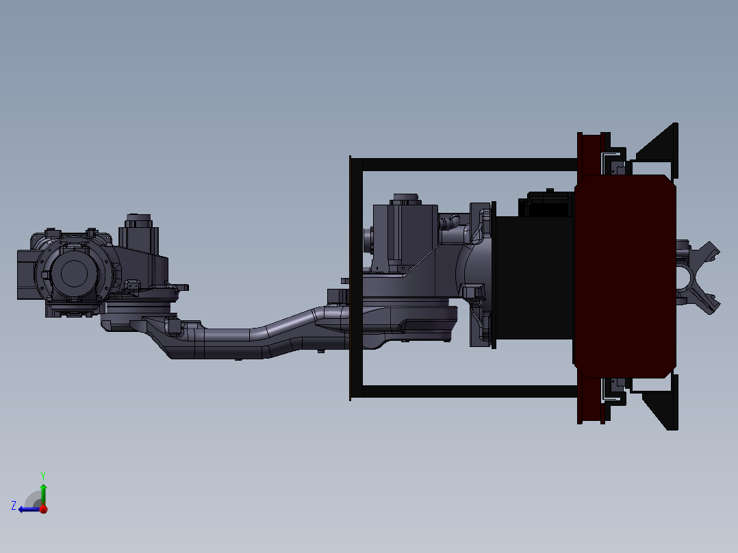 机器人行走轴和安川 自动化设备3D图纸3D模型右视图
