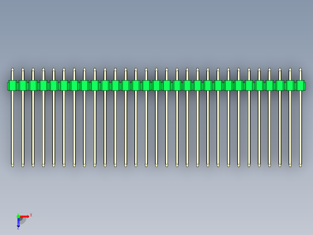 彩色公头100mil（2.54mm）系列-DS1021_green_3x29p_100mil_Type19_rev1.0俯视图