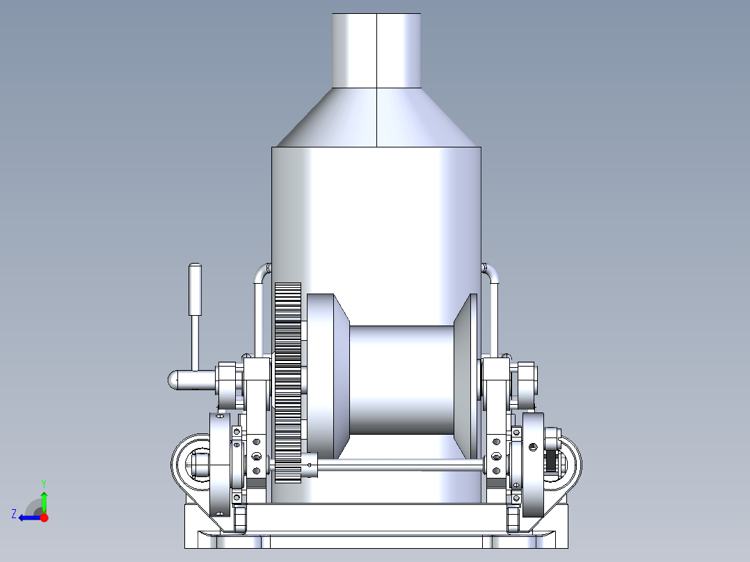 带离合器的 2x1 缸蒸汽机操作绞盘右视图