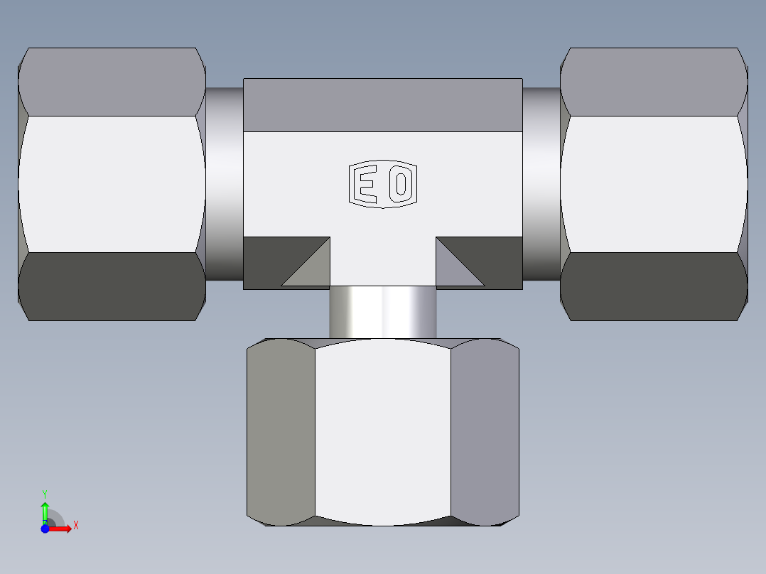 卡套式工业通用硬管接头EO_Standpipe_branch_tee_EVT10SCF前视图