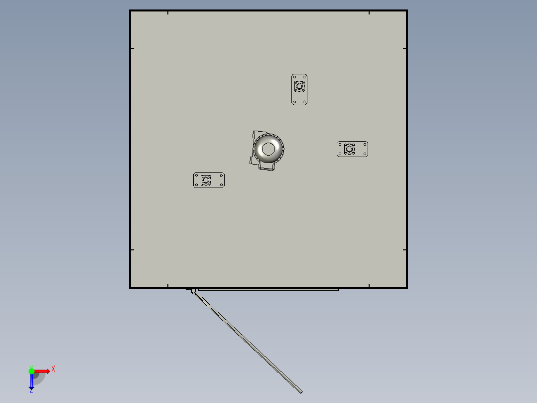 小圆盘喷砂机设备3D模型俯视图