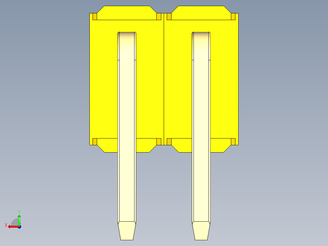 彩色公排针 100mil 2.54mm 系列-DS1022_yellow_2x02p_100mil_TypeD_rev1.0后视图