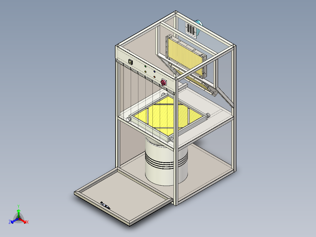 空气预过滤器拆解除芯装置正等轴测图