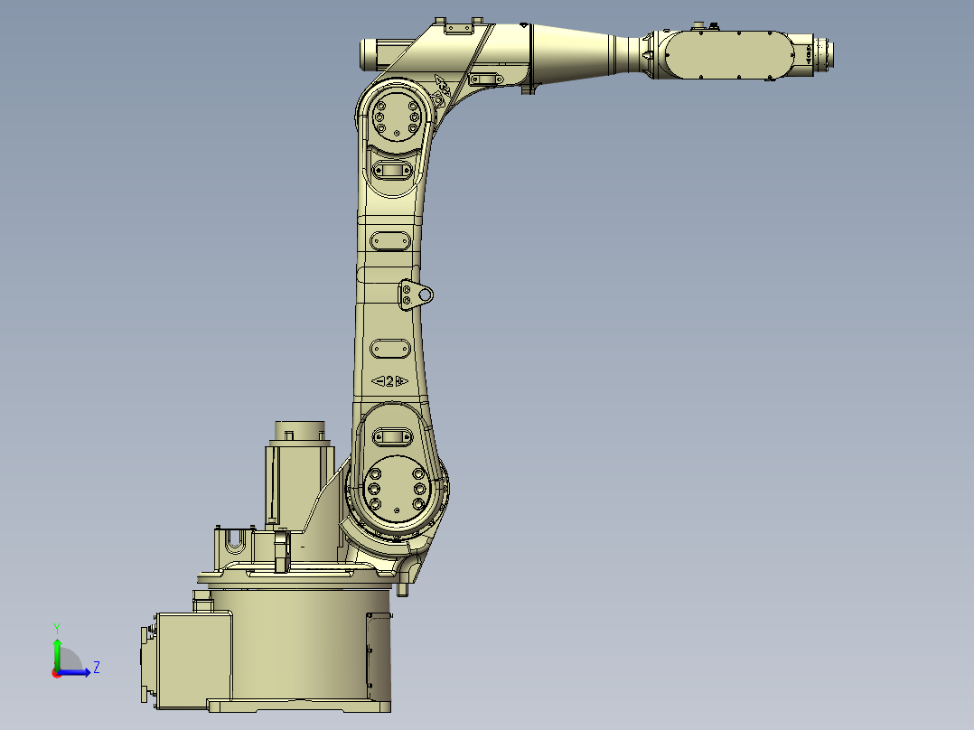 自设计1.6M臂长六轴机器人三维SW模型左视图