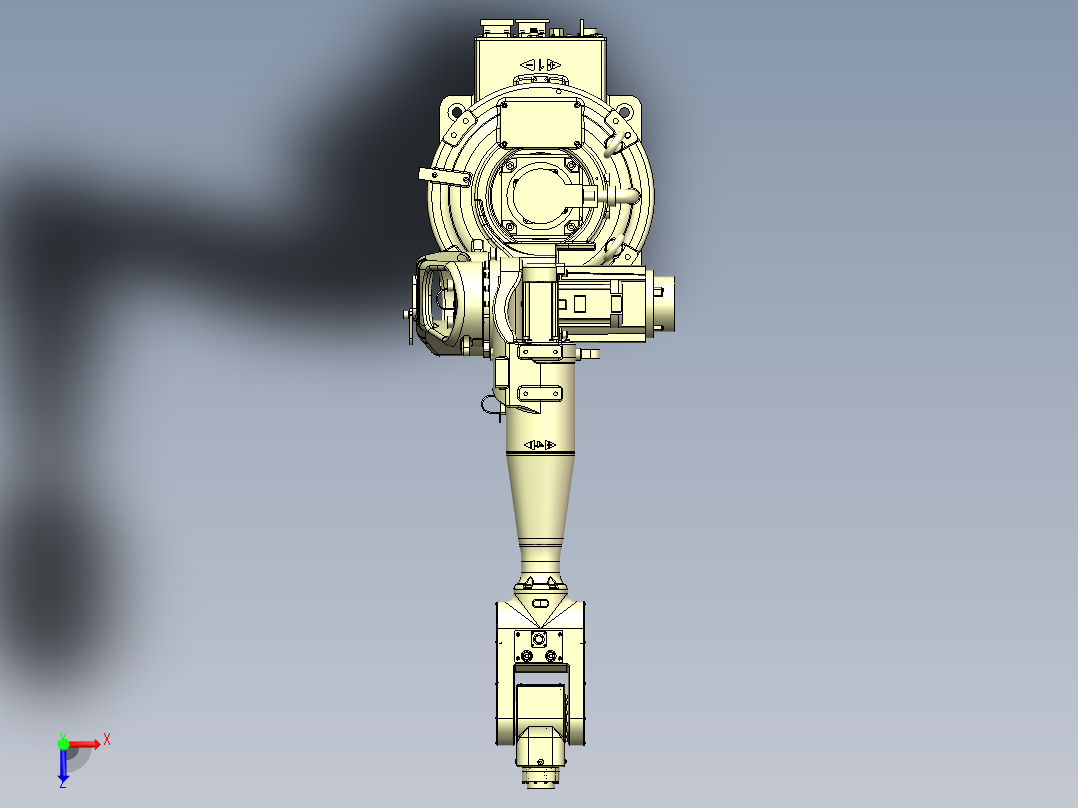 自设计1.6M臂长六轴机器人三维SW模型俯视图