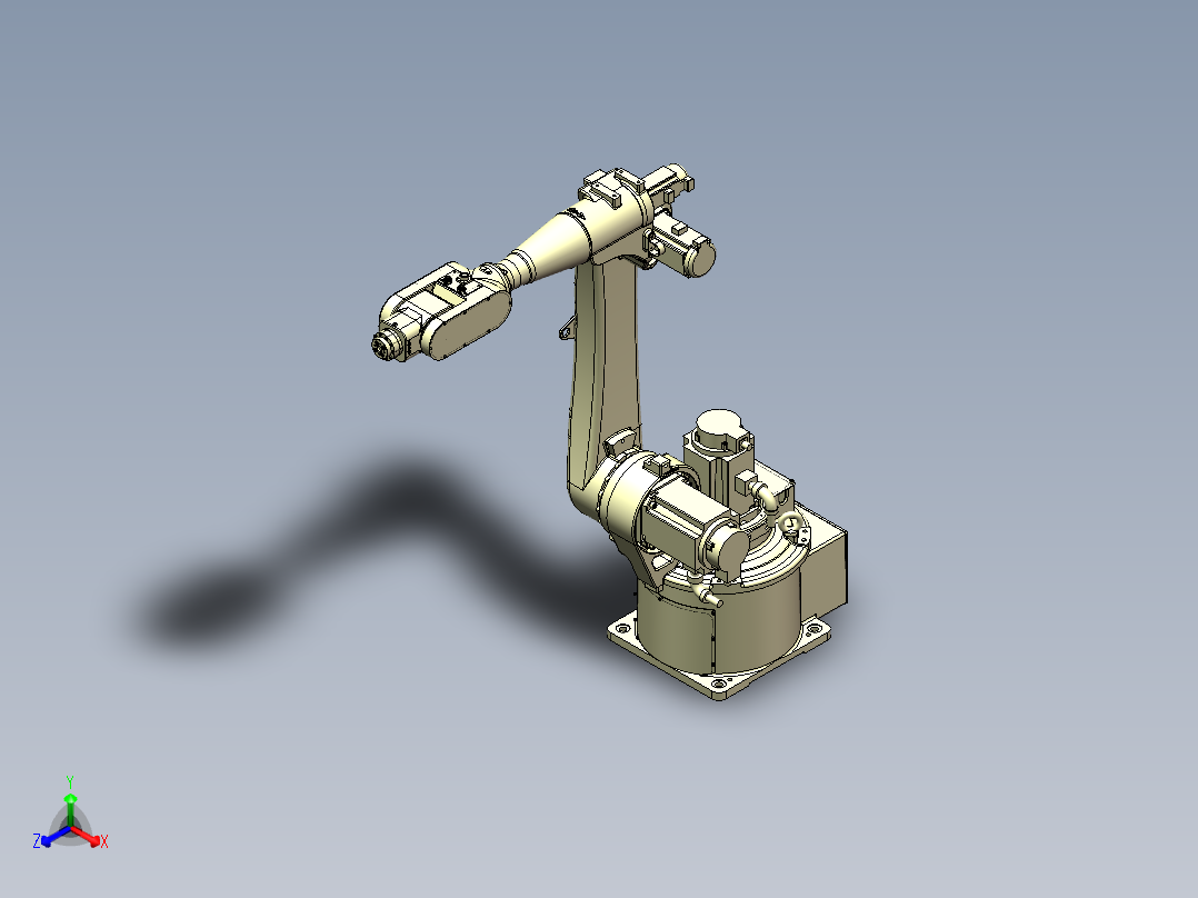 自设计1.6M臂长六轴机器人三维SW模型正等轴测图
