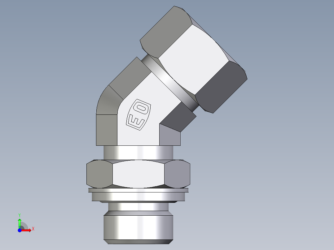 卡套式工业通用硬管接头EO_Adjustable_locknut_45_deg_elbow_VEE15ZLRCF前视图