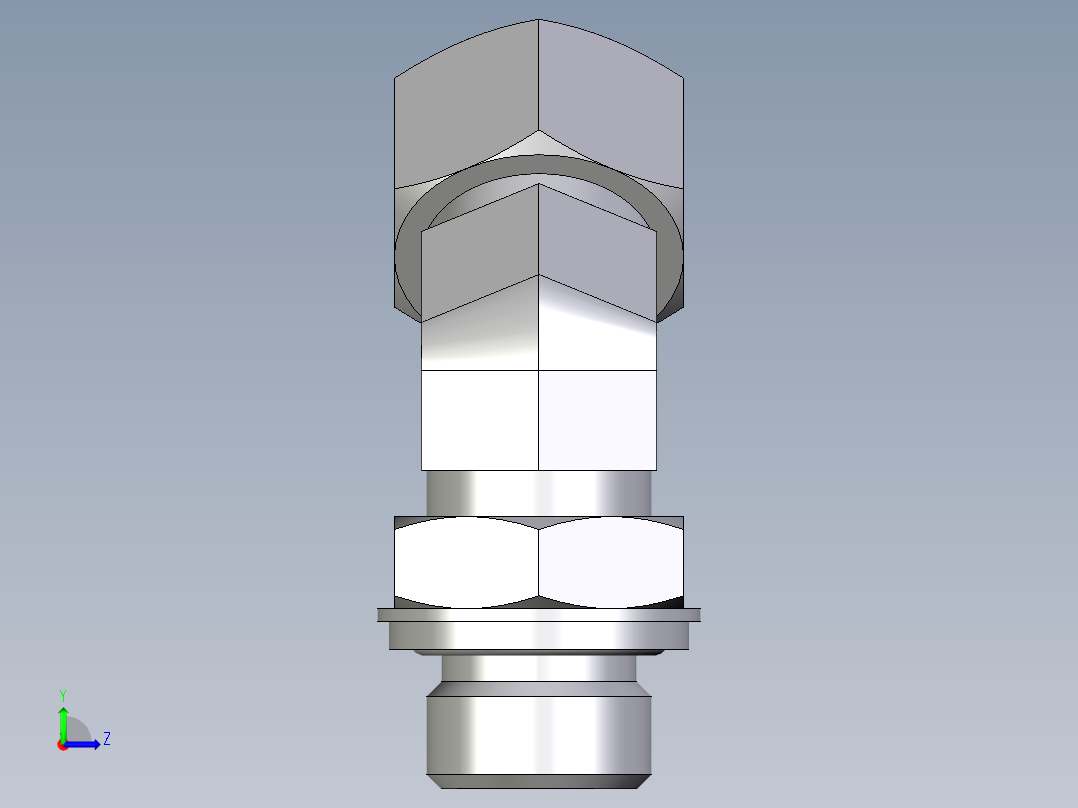 卡套式工业通用硬管接头EO_Adjustable_locknut_45_deg_elbow_VEE15ZLRCF左视图