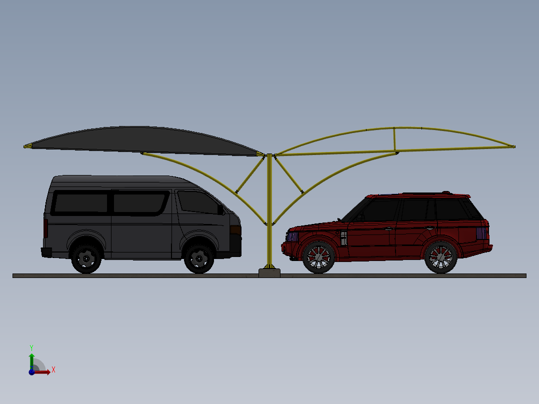 汽车停车棚前视图