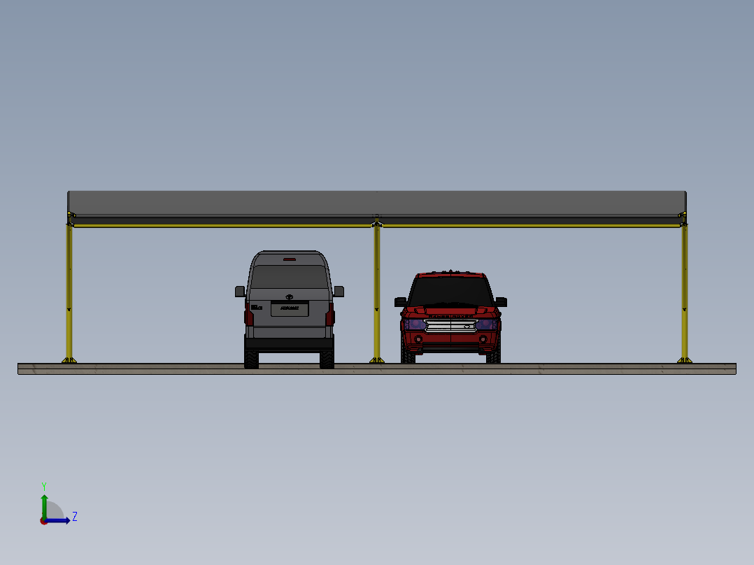 汽车停车棚左视图