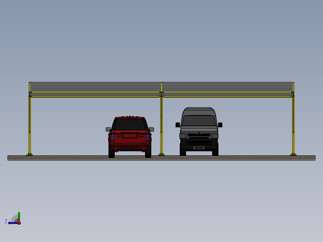 汽车停车棚右视图