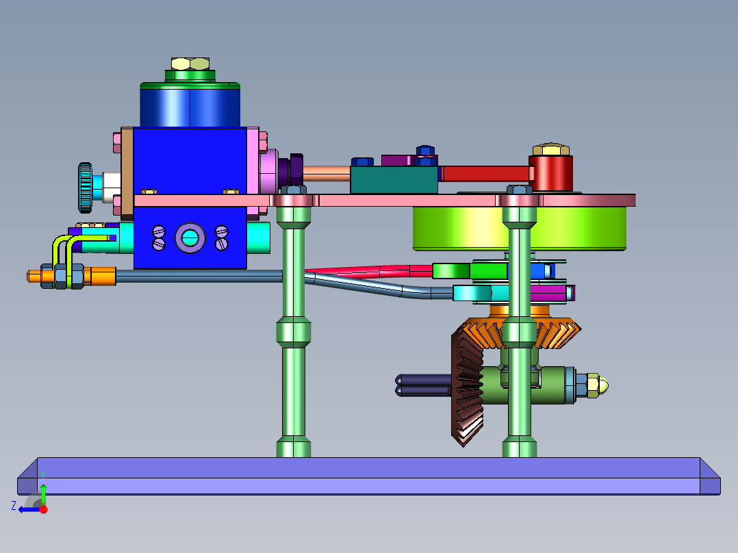 单缸卧式蒸汽机模型右视图