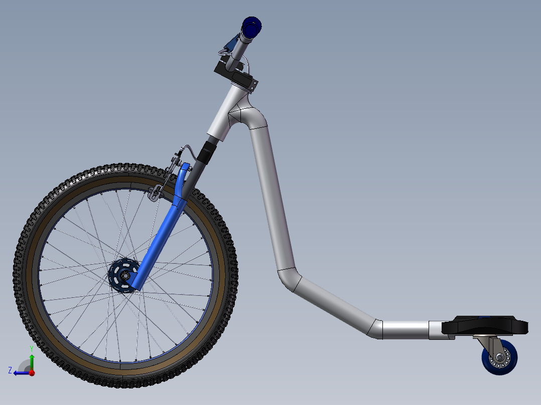 93---滑板自行车三维模型sw2016三维图纸模型设计图纸右视图