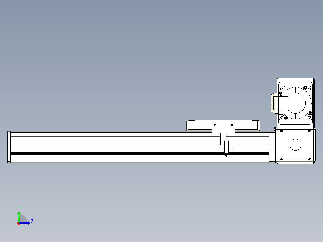 同步带全封闭直线模组TPA-HCB-105D-90-L250-RU-Y-P20-N3左视图