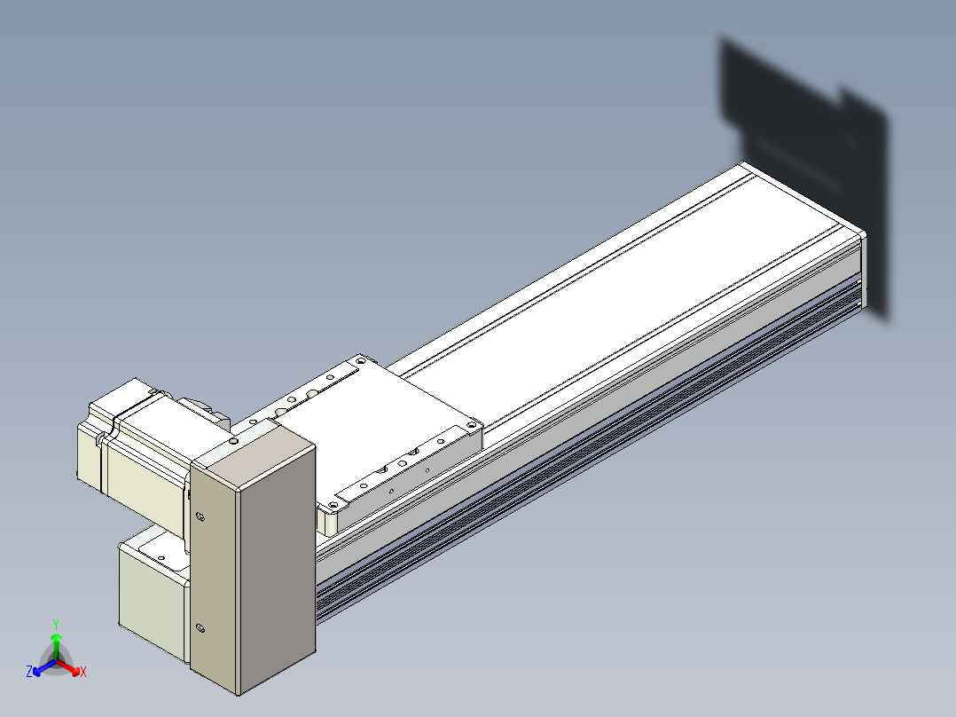 同步带全封闭直线模组TPA-HCB-105D-90-L250-RU-Y-P20-N3正等轴测图