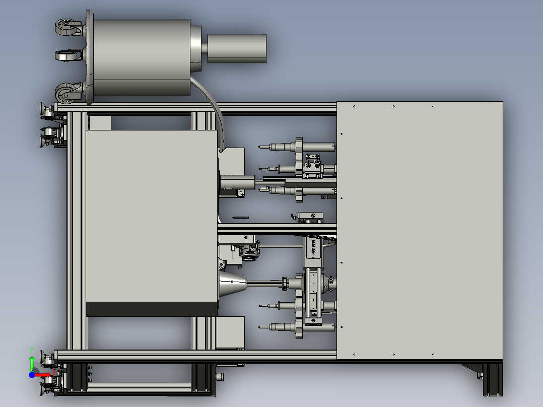 蒸压器不同规格螺纹套的安装工作台前视图