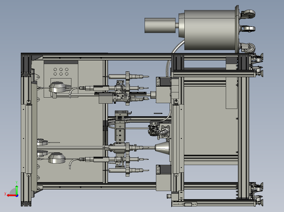 蒸压器不同规格螺纹套的安装工作台后视图