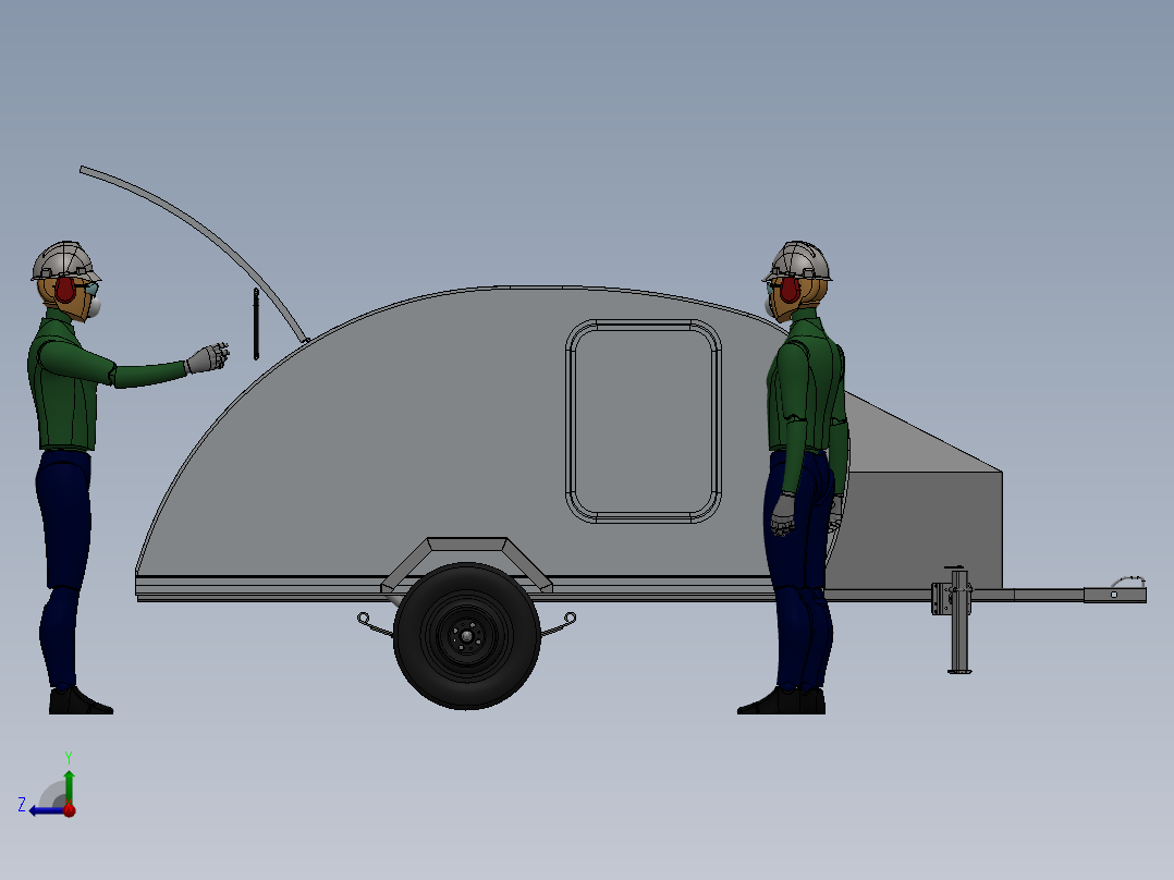 精美拖车模型右视图