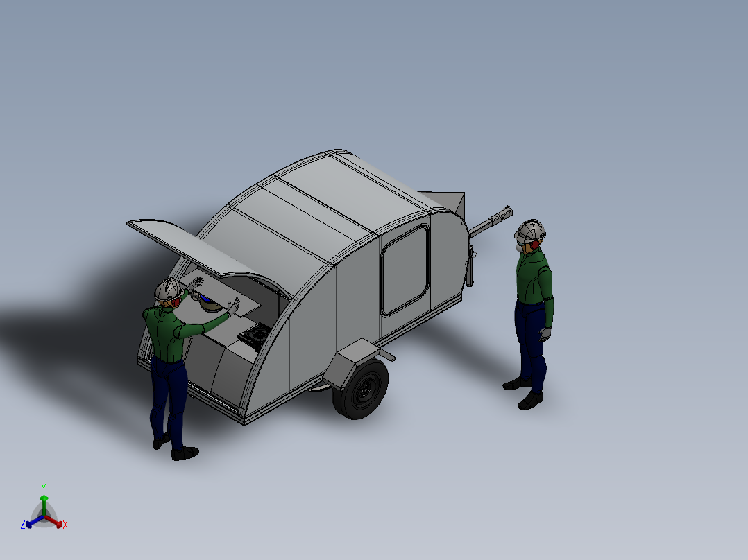 精美拖车模型正等轴测图