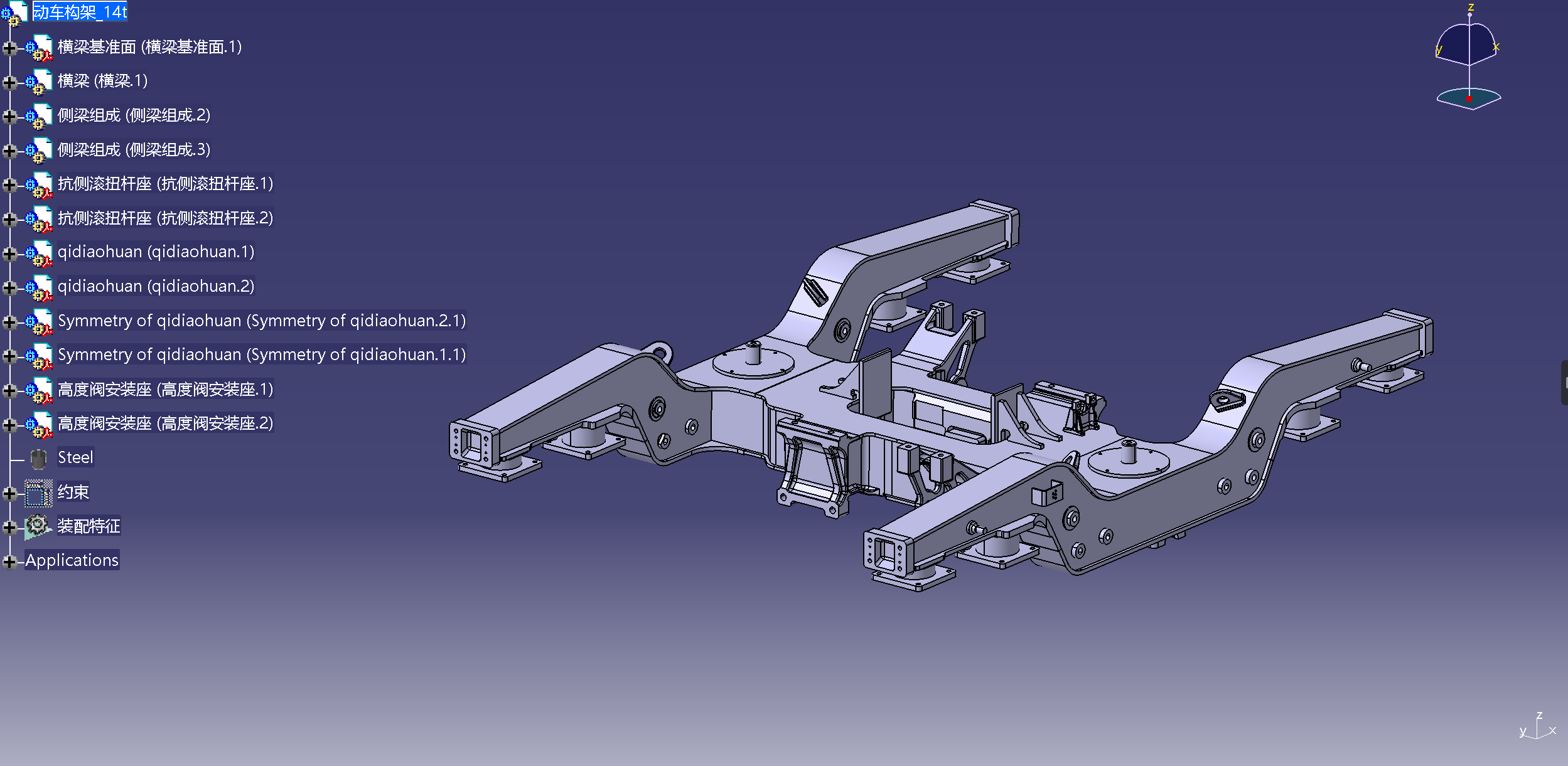 动车构架和横梁