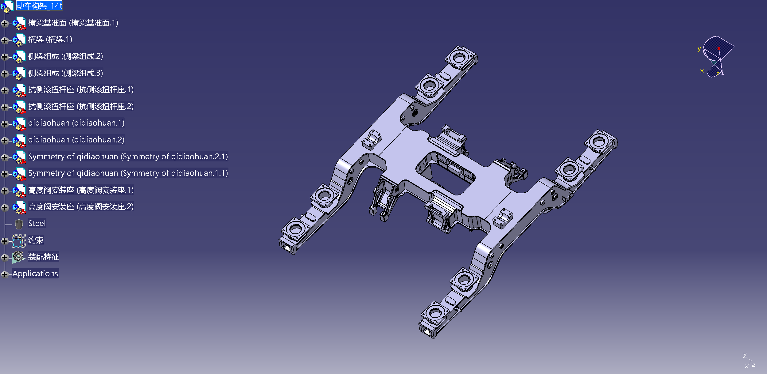 动车构架和横梁