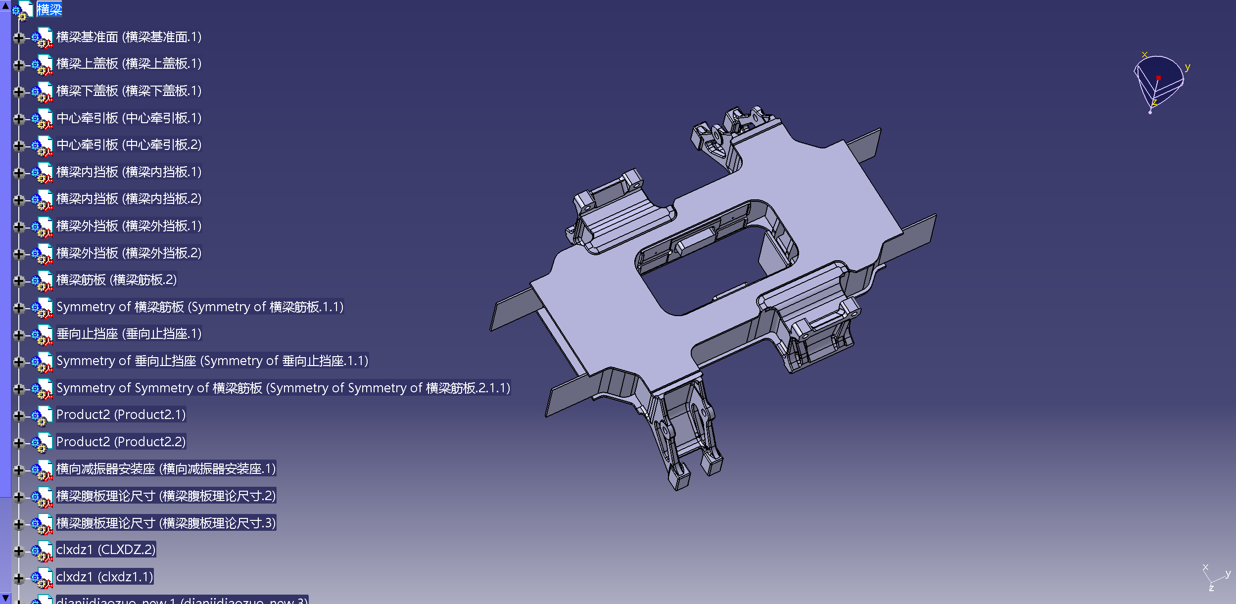 动车构架和横梁